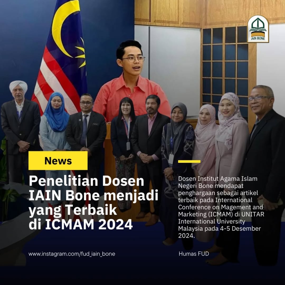 Dosen IAIN Bone Jadi Terpilih sebagai Paper Terbaik pada ICMAM 2024